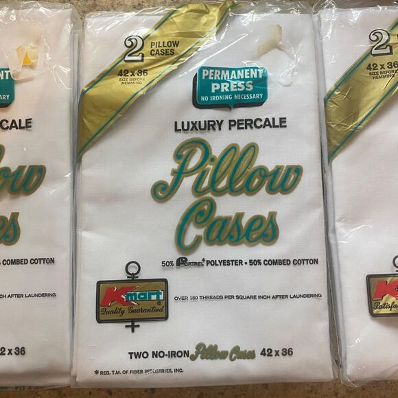 Vintage Kmart Luxury Percale Pillowcases NIP 42x36 Permanent Press Lot of 3 Pack - Picture 1 of 7